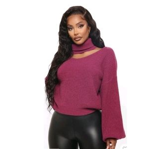 Fashion Nova check this cut out Turtleneck Sweate